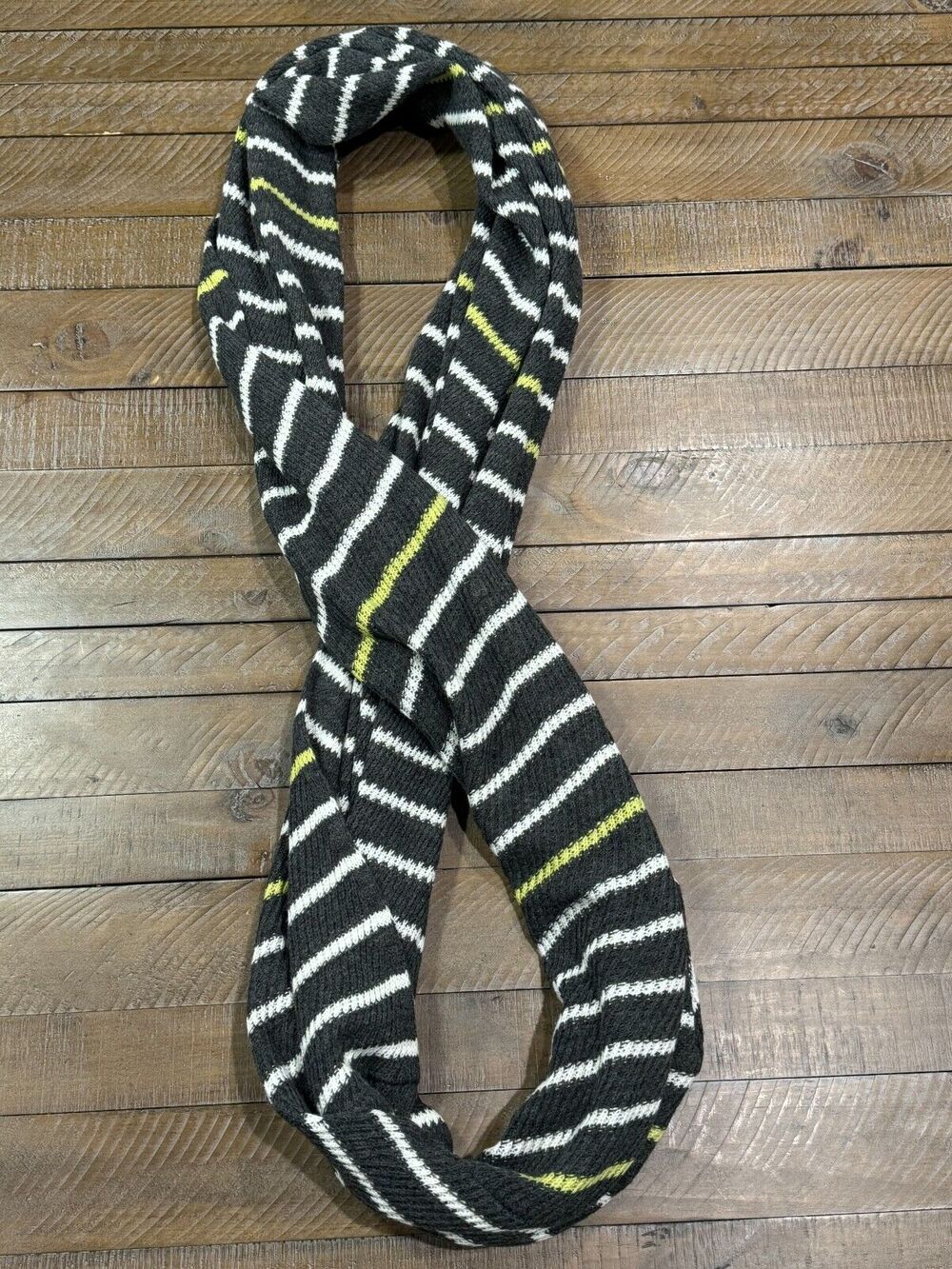 Michael Stars Gray/White/Yellow Infinity Scarf - EUC!